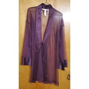 Victorias Secret Sheer Purple Nylon and SILK Robe Vintage One Size Wrap READ